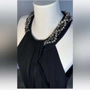 SLNY Black Embellished Cocktail Dress 20W holiday party ready NYE Jewel haltar